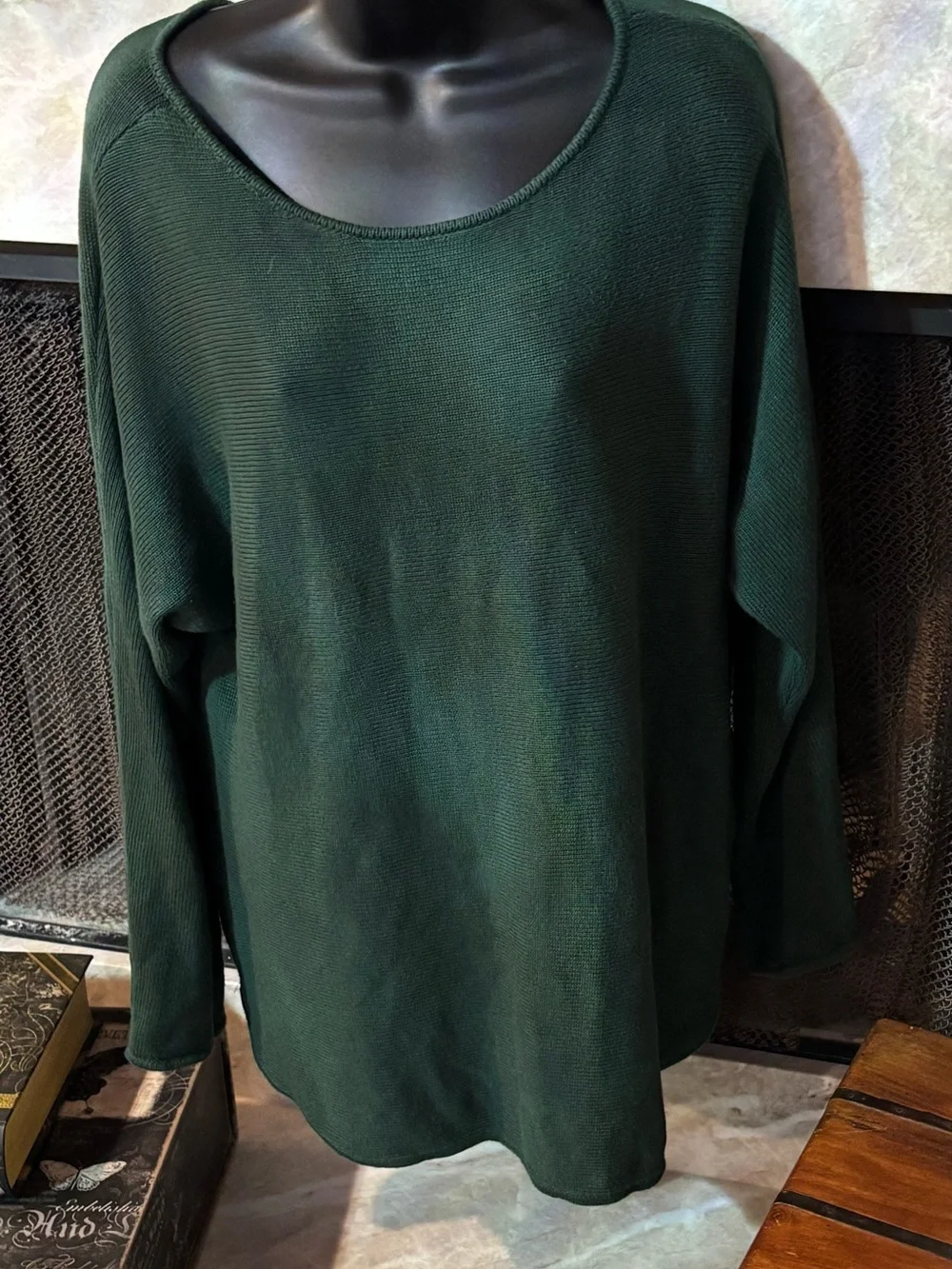 Michael Michael Kors Green Oversized Knit Sweater L Gold Zip Detail